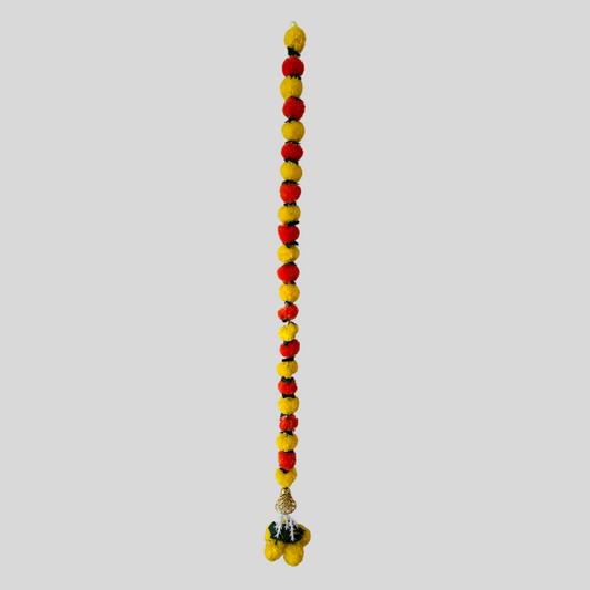 Orange & Yellow Marigold Garland with Decorative Bell